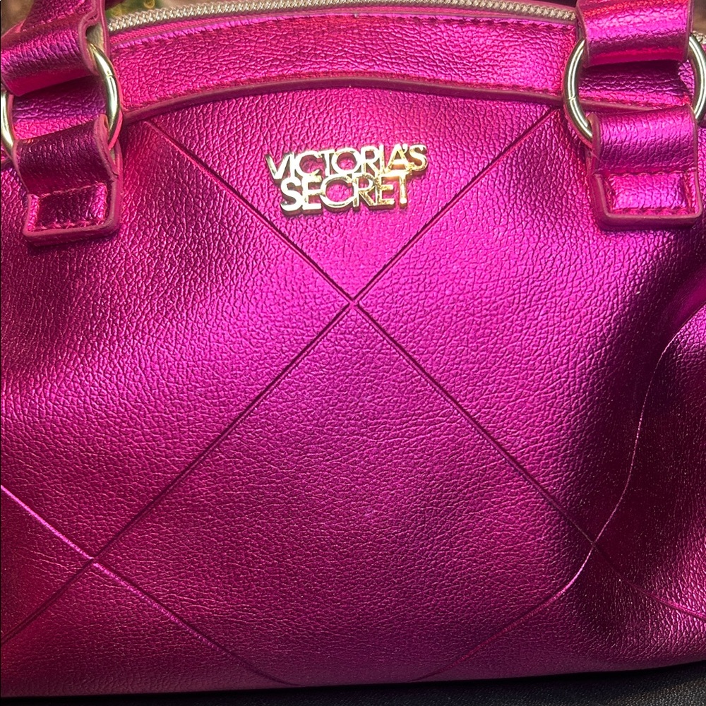 Victoria's Secret Metallic Fuchsia Dome Satchel Bag - Picture 2 of 11